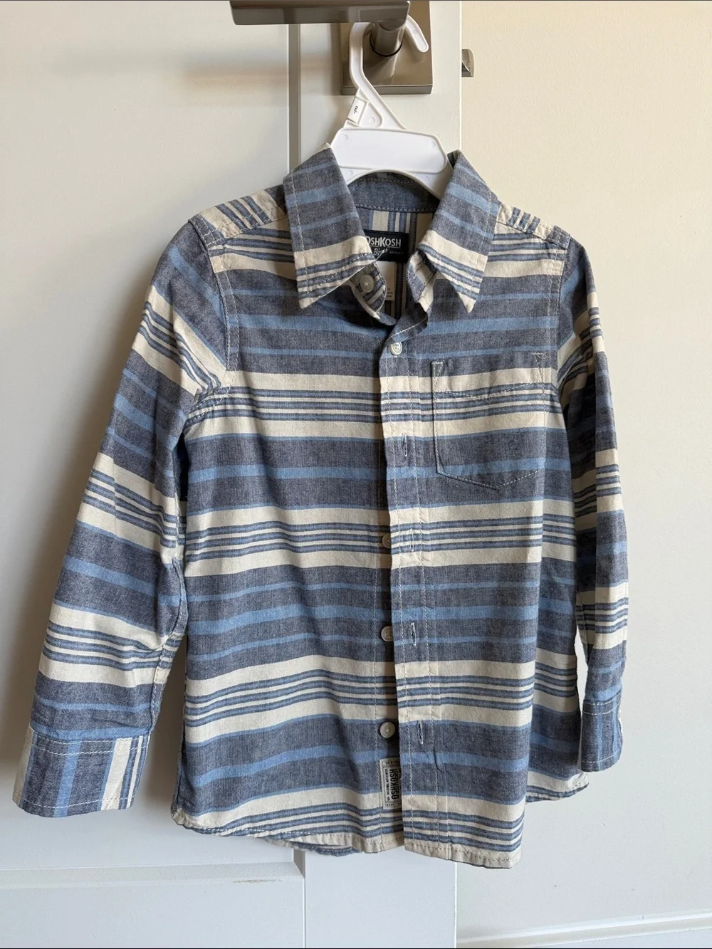 OshKosh B'gosh Blue and Cream Striped Button-Down Shirt